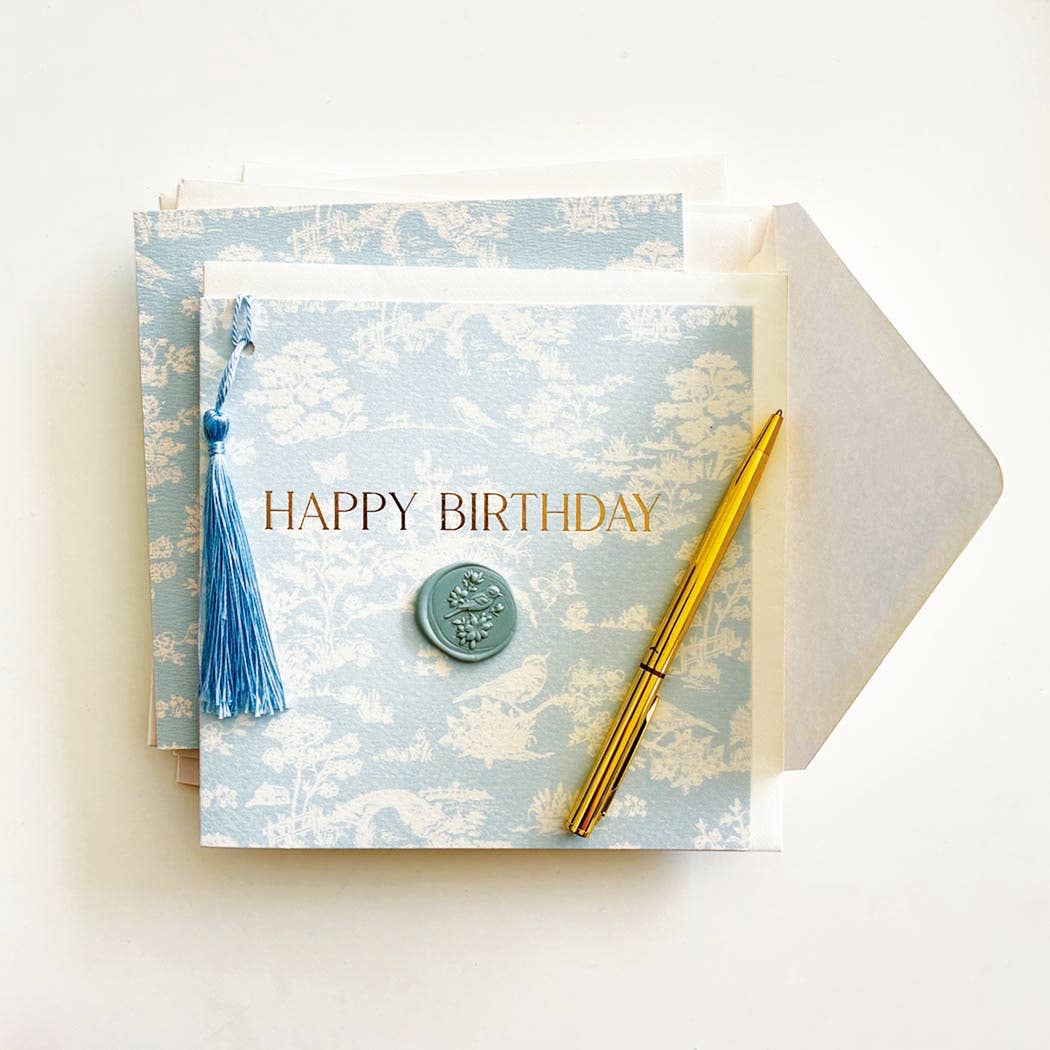 Happy Birthday Blue Toile Card