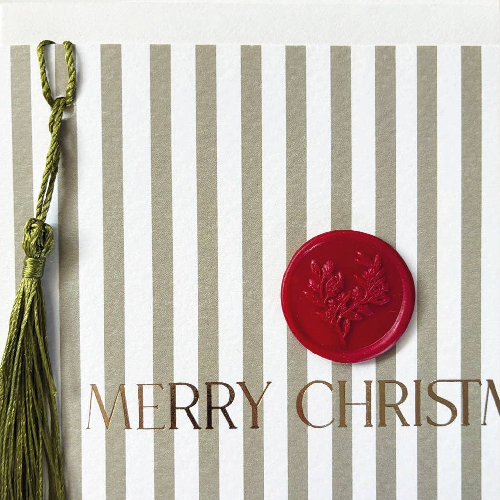 Merry Christmas Pinstripe Green Card