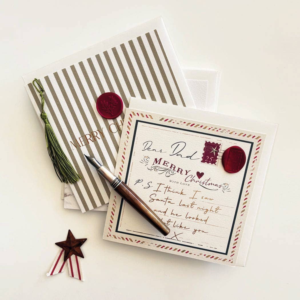 Merry Christmas Pinstripe Green Card